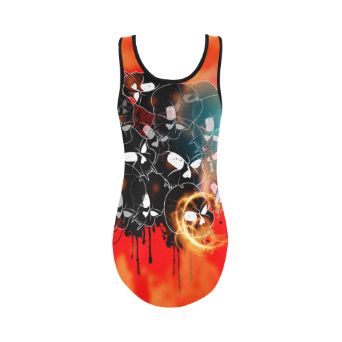 Awesome skulls Vest One Piece Swimsuit (Model S04)