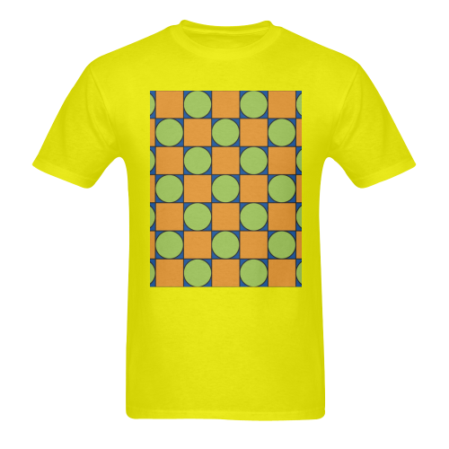 Green and Orange Geometric Pattern Men's T-Shirt in USA Size (Two Sides Printing)