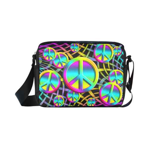 Colorful Peace Pattern Classic Cross-body Nylon Bags (Model 1632)