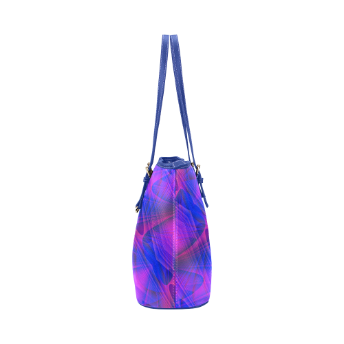 Geometric Abstract Blue and Purple Leather Tote Bag/Small (Model 1651)