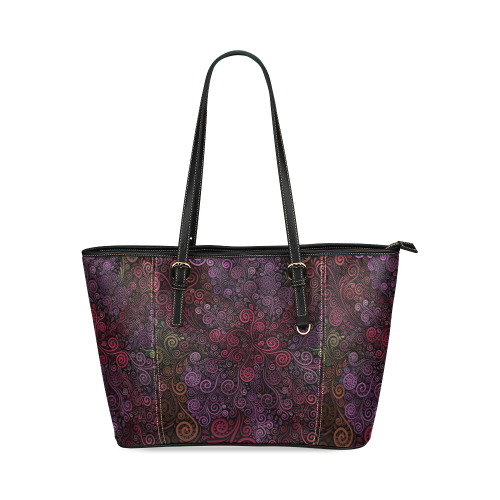 Psychedelic 3D Rose Leather Tote Bag/Large (Model 1640)