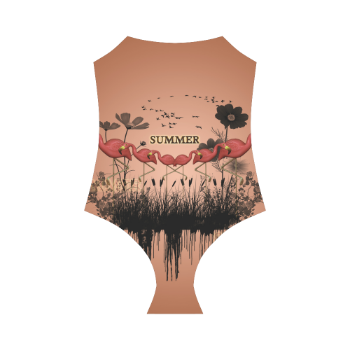 Summer design with flamingo Strap Swimsuit ( Model S05)