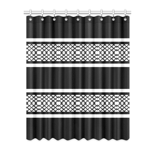 Elegant Black And White Striped Diamond Lattice Window Curtain