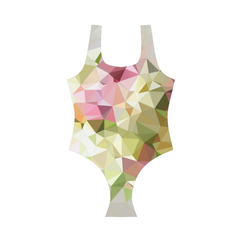 Low Poly Pastel Flowers Vest One Piece Swimsuit (Model S04)