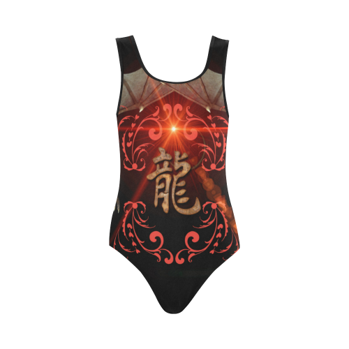 Hieroglyph, the dragon Vest One Piece Swimsuit (Model S04)