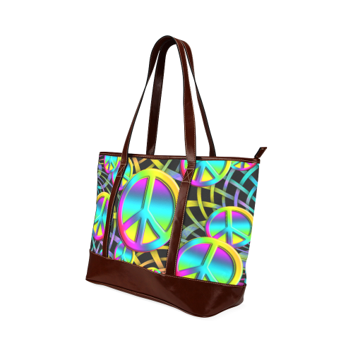 Colorful Peace Pattern Tote Handbag (Model 1642)