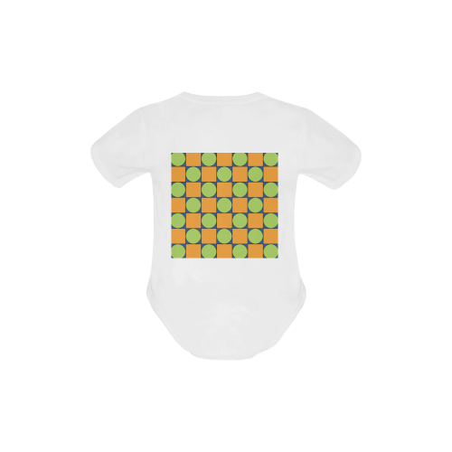 Green and Orange Geometric Pattern Baby Powder Organic Short Sleeve One Piece (Model T28)