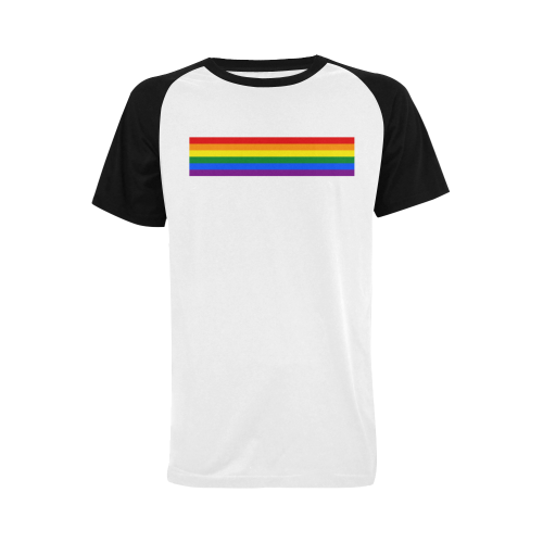 Gay Pride Rainbow Flag Stripes Men's Raglan T-shirt Big Size (USA Size) (Model T11)