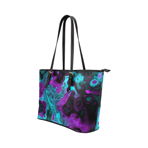 awesome fractal 34 Leather Tote Bag/Small (Model 1651)