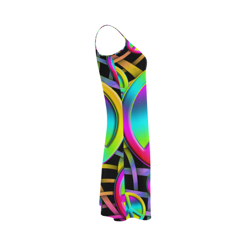 Colorful Peace Pattern Alcestis Slip Dress (Model D05)