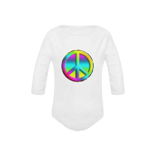 Neon Colorful Peace Pattern Baby Powder Organic Long Sleeve One Piece (Model T27)