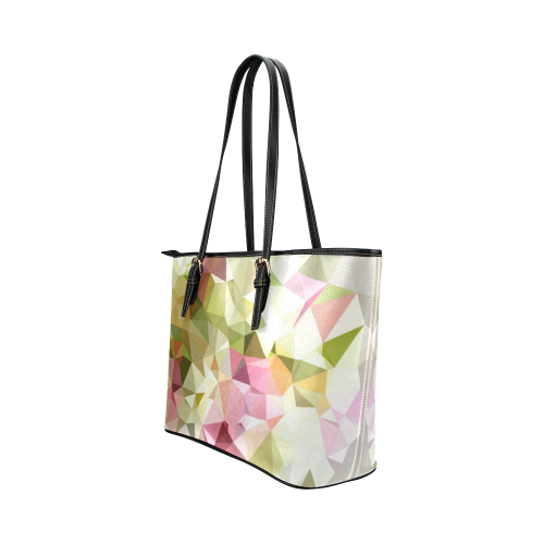 Low Poly Pastel Flowers Leather Tote Bag/Large (Model 1651)