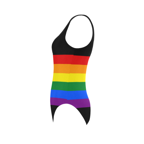Gay Pride Rainbow Flag Stripes Vest One Piece Swimsuit (Model S04)