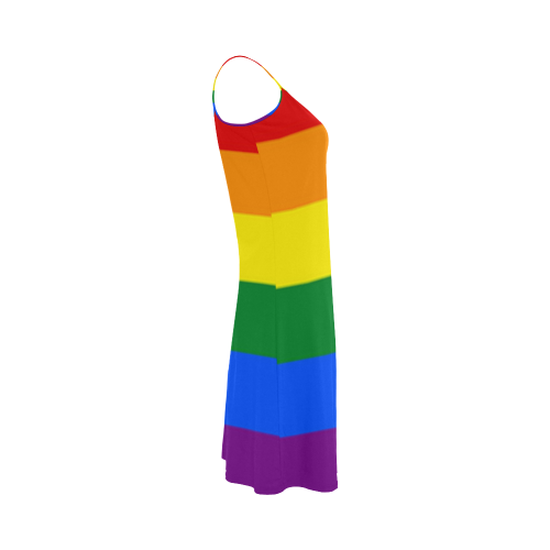 Gay Pride Rainbow Flag Stripes Alcestis Slip Dress (Model D05)