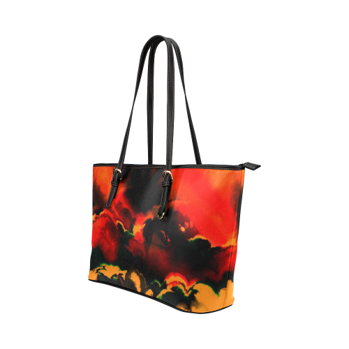 awesome fractal 37 Leather Tote Bag/Large (Model 1651)
