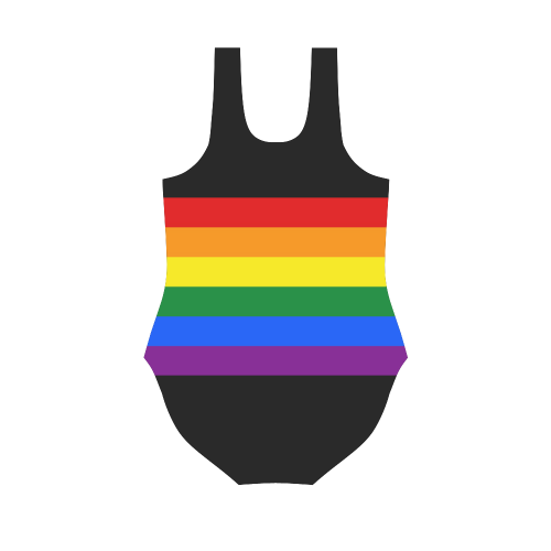 Gay Pride Rainbow Flag Stripes Vest One Piece Swimsuit (Model S04)