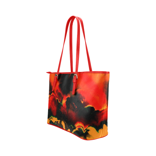 awesome fractal 37 Leather Tote Bag/Small (Model 1651)