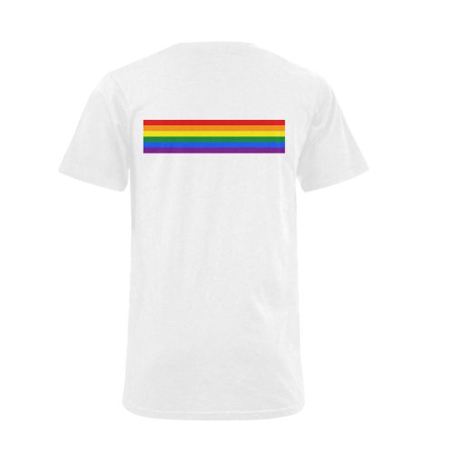 Gay Pride Rainbow Flag Stripes Men's V-Neck T-shirt (USA Size) (Model T10)