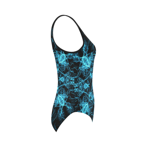 Blue SILK Arts Fractal Vest One Piece Swimsuit (Model S04)