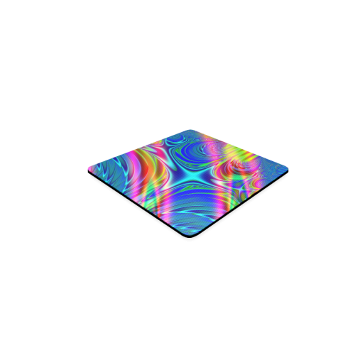 Rainbow Splash Fractal Square Coaster