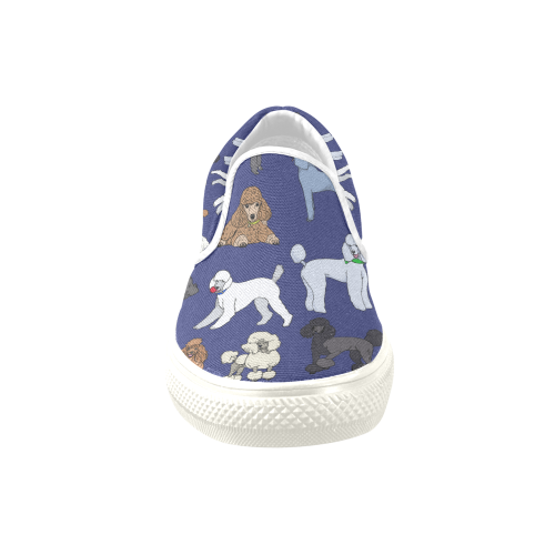 poodles navy Women's Unusual Slip-on Canvas Shoes (Model 019)