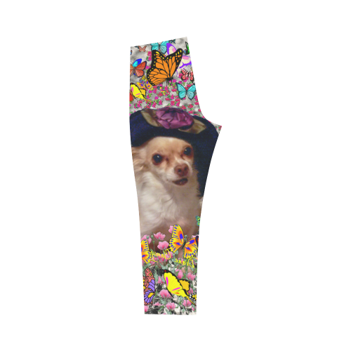 Chi Chi in Yellow Butterflies, Chihuahua Puppy Dog Capri Legging (Model L02)