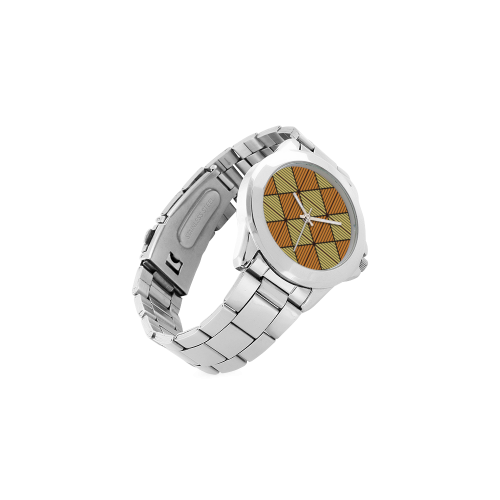 Geometric Triangle Pattern Unisex Stainless Steel Watch(Model 103)
