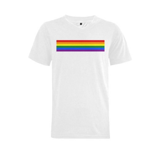 Gay Pride Rainbow Flag Stripes Men's V-Neck T-shirt (USA Size) (Model T10)