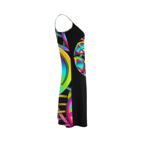 Neon Colorful Peace Pattern Alcestis Slip Dress (Model D05)