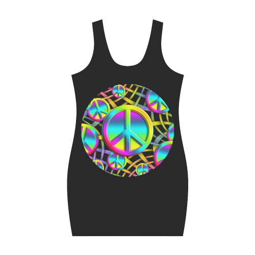 Neon Colorful Peace Pattern Medea Vest Dress (Model D06)