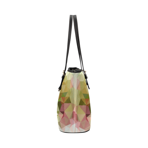 Low Poly Pastel Flowers Leather Tote Bag/Large (Model 1651)