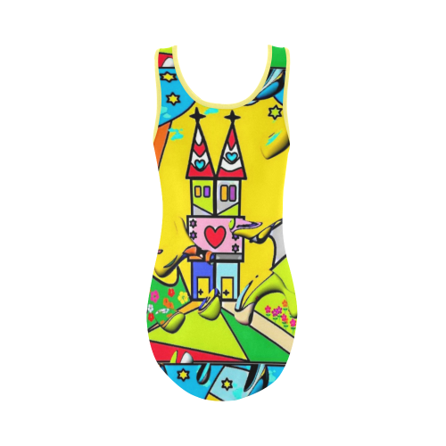 Yellow Dom by Nico Bielow Vest One Piece Swimsuit (Model S04)