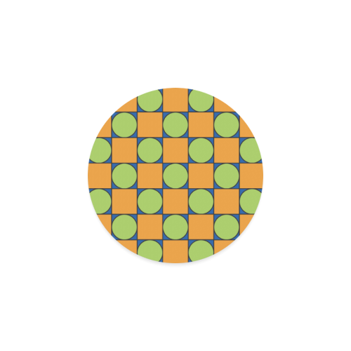 Green and Orange Geometric Pattern Round Coaster