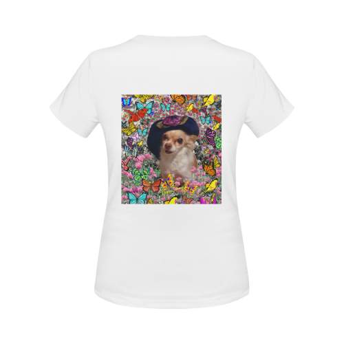 Chi Chi in Yellow Butterflies, Chihuahua Puppy Dog Women's Classic T-Shirt (Model T17）