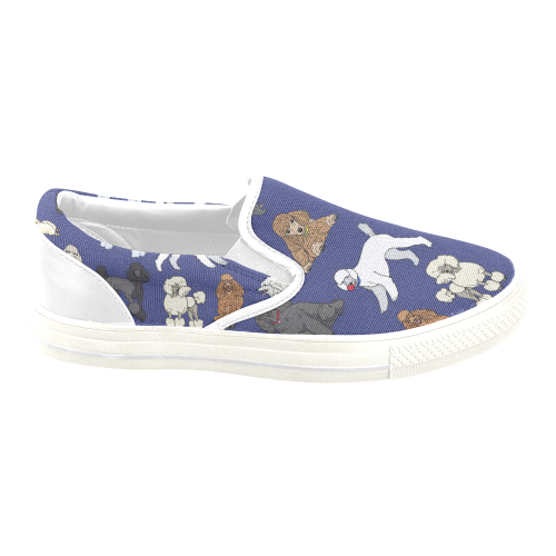 poodles navy Women's Unusual Slip-on Canvas Shoes (Model 019)