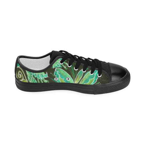 Irish Garden, Lime Green Flowers Dance in Joy Women's Classic Canvas Shoes (Model 018)