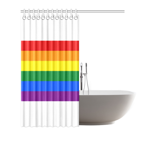 Gay Pride Rainbow Flag Stripes Shower Curtain 66"x72"