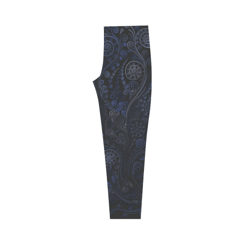 Ornamental blue on gray Capri Legging (Model L02)