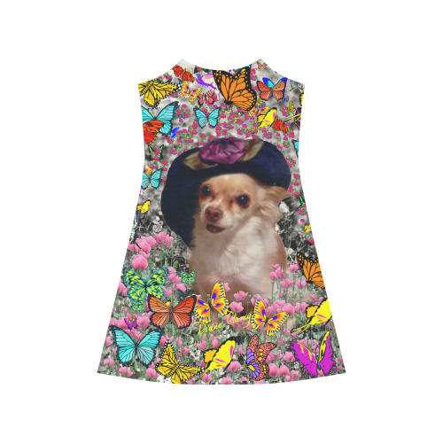 Chi Chi in Yellow Butterflies, Chihuahua Puppy Dog Alcestis Slip Dress (Model D05)