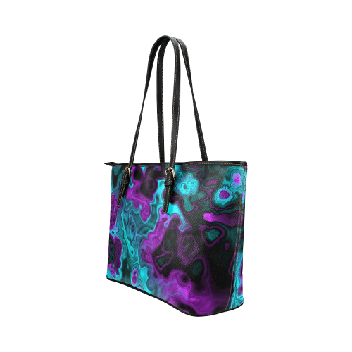 awesome fractal 34 Leather Tote Bag/Small (Model 1651)