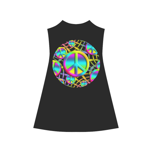 Neon Colorful Peace Pattern Alcestis Slip Dress (Model D05)