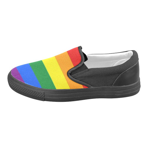 Gay Pride Rainbow Flag Stripes Men's Slip-on Canvas Shoes (Model 019)