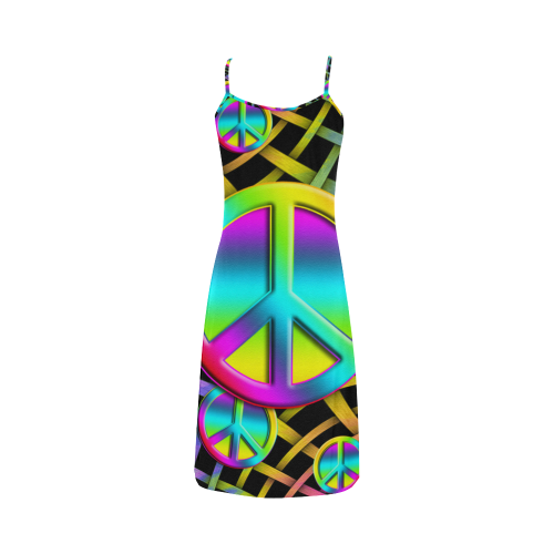 Colorful Peace Pattern Alcestis Slip Dress (Model D05)