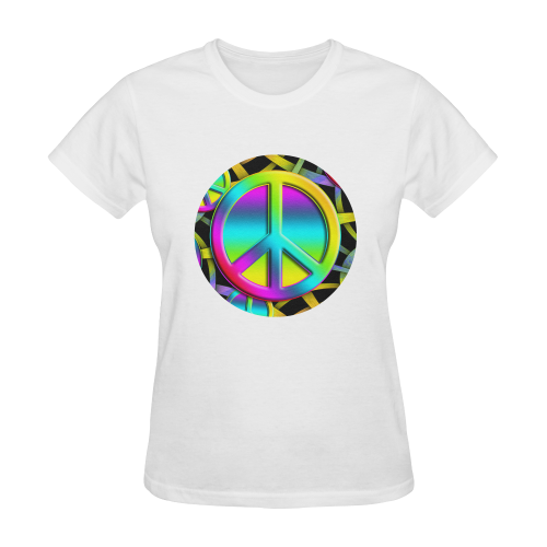 Neon Colorful Peace Pattern Sunny Women's T-shirt (Model T05)