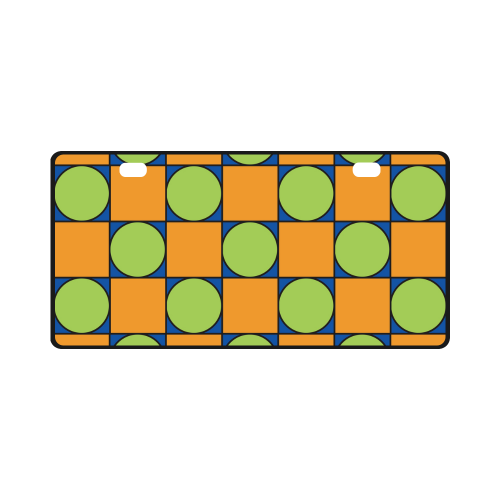 Green and Orange Geometric Pattern License Plate