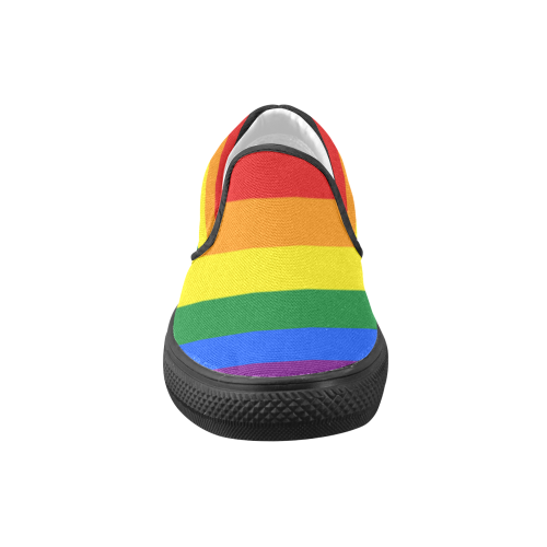 Gay Pride Rainbow Flag Stripes Men's Unusual Slip-on Canvas Shoes (Model 019)