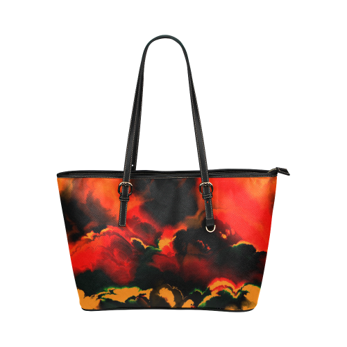 awesome fractal 37 Leather Tote Bag/Large (Model 1651)