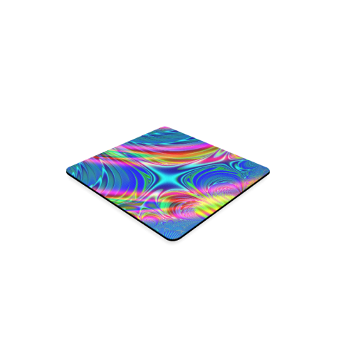 Rainbow Splash Fractal Square Coaster