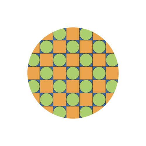 Green and Orange Geometric Pattern Round Mousepad