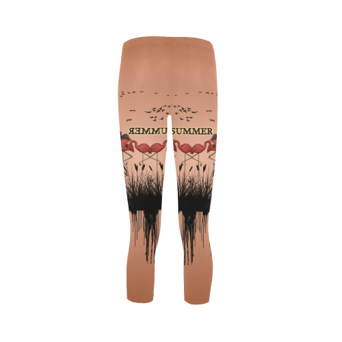 Summer design with flamingo Capri Legging (Model L02)